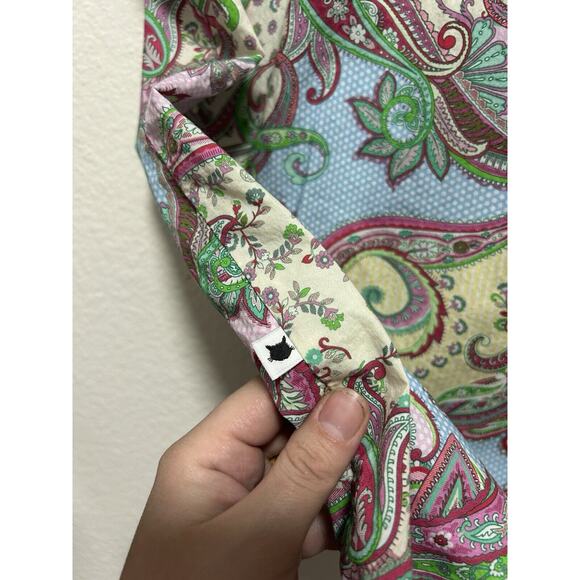 The Cats Pajamas Pajama Top Womens Small Groovy Paisley Cotton Button Up - Picture 5 of 6